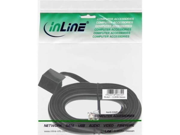 InLine 18835, 5 m, RJ12, RJ12, Svart, Hanstik, Hunstik