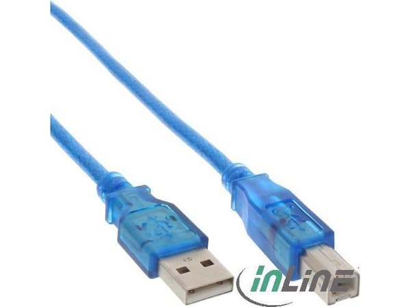 InLine 34535B, 3 m, USB A, USB B, Hankjønn/hankjønn, 0,48 Gbit/s, Blå
