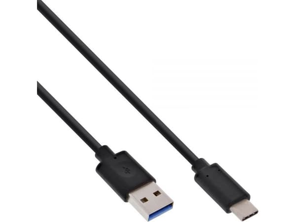 InLine 35712, 2 m, USB A, USB C, USB 3.2 Gen 2 (3.1 Gen 2), hane/kvinna, svart