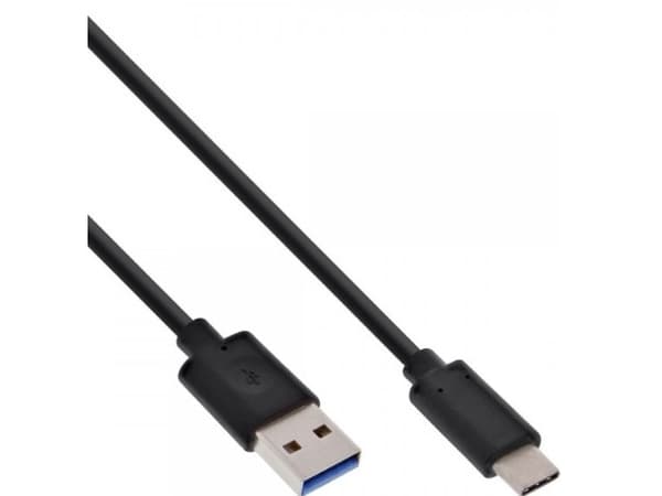 InLine 35712, 2 m, USB A, USB C, USB 3.2 Gen 2 (3.1 Gen 2), hane/kvinna, svart