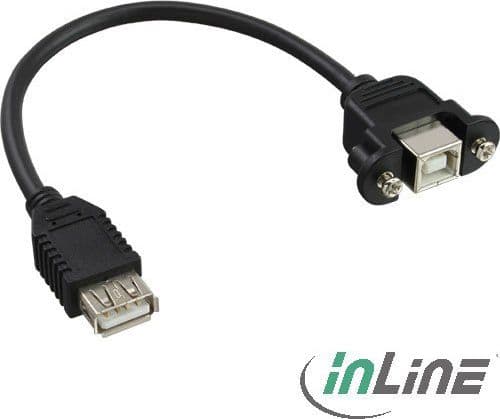 InLine 33441F, 0,2 m, USB A, USB B, Svart