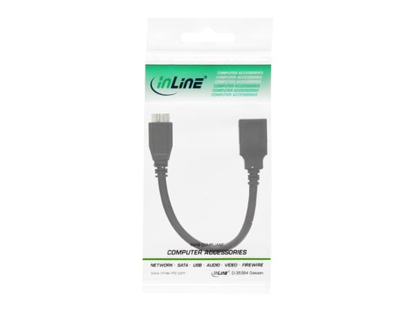 InLine 31609, 0,15 m, USB A, Micro-USB B, Sort