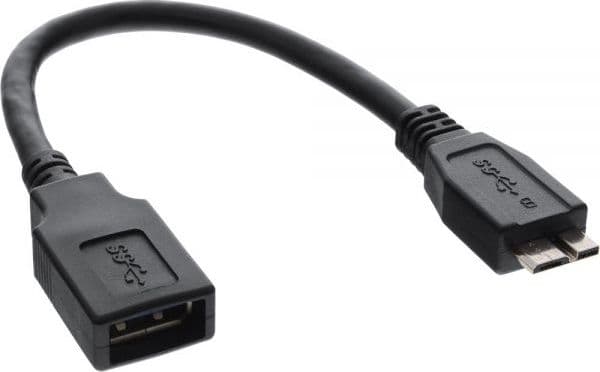 InLine 31609, 0,15 m, USB A, Micro-USB B, Sort