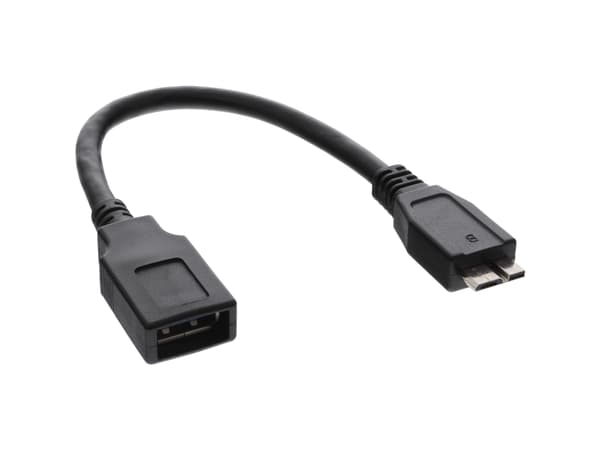 InLine 31609, 0,15 m, USB A, Micro-USB B, Sort