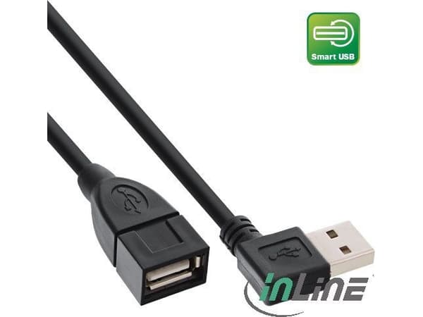 InLine 34610R, 1 m, USB A, USB A, USB 2.0, Hankjønn/hunkjønn, Sort