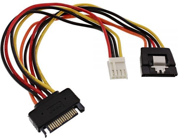 InLine 29691, 0,15 m, SATA 15-kontakt, SATA 15-kontakt, Manlig kontakt, Kvinnlig kontakt, Flerfärgad
