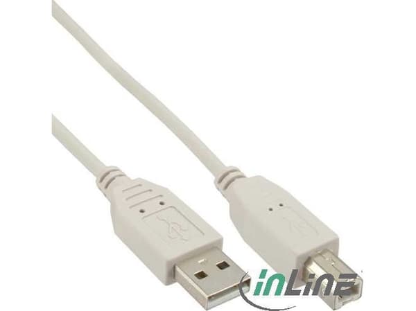 InLine 34535L, 3 m, USB A, USB B, Hane/Hane, 0,48 Gbit/s, Beige