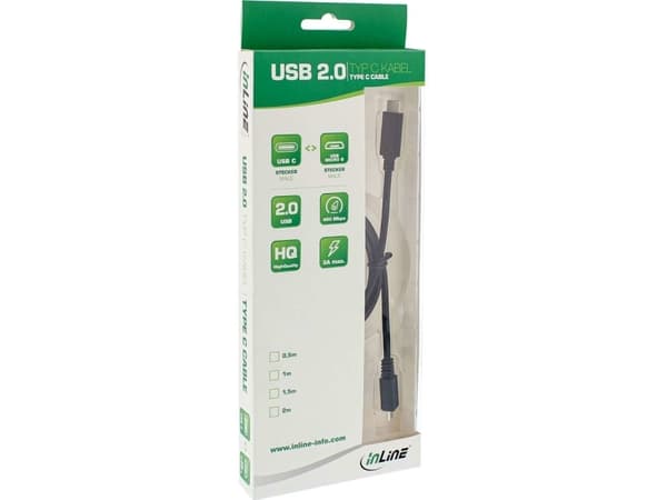 InLine 35741, 1 m, USB C, Micro-USB B, USB 2.0, Hankjønn/hankjønn, Sort