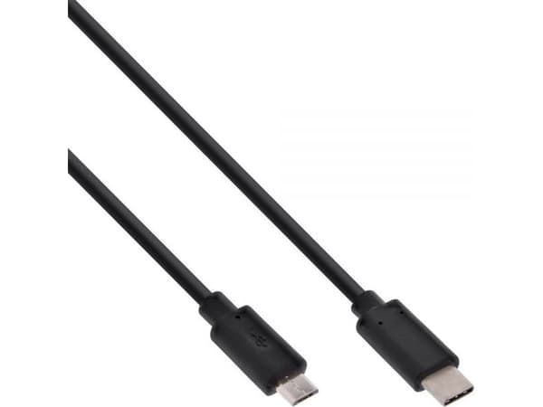 InLine 35741, 1 m, USB C, Micro-USB B, USB 2.0, Hankjønn/hankjønn, Sort