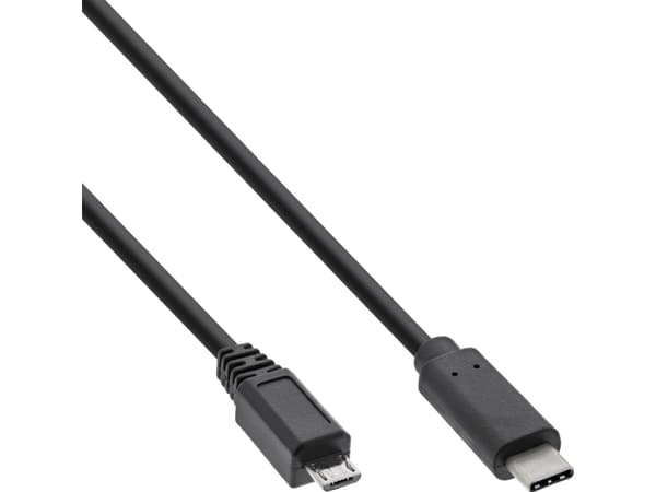 InLine 35741, 1 m, USB C, Micro-USB B, USB 2.0, Hankjønn/hankjønn, Sort