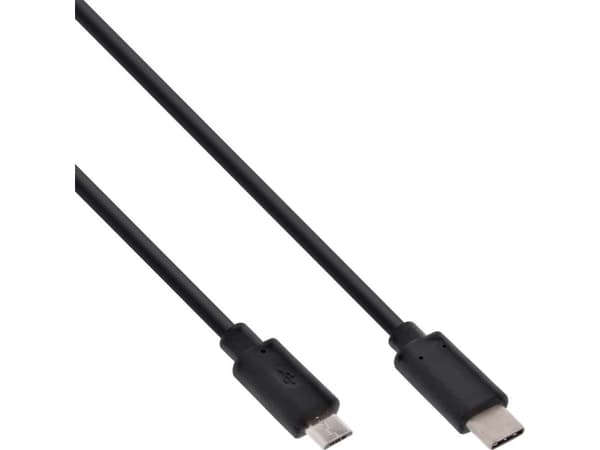 InLine 35741, 1 m, USB C, Micro-USB B, USB 2.0, Hankjønn/hankjønn, Sort
