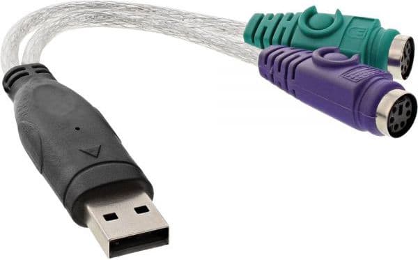 InLine 33386, 2x 6-p Mini-DIN, USB A, Hankoppling, Honkoppling, Transparent