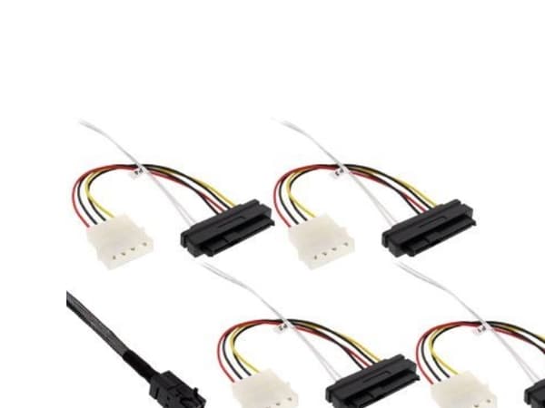 InLine 27632A, 0,5 m, SFF-8482, 4 x SFF-8482&Power, Hankjønn, Sort