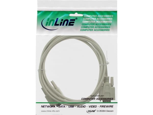 InLine 12215, Beige, 5 m, male 9pin Sub D, male 9pin Sub D