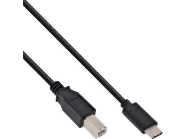 InLine 35765, 5 m, USB C, USB B, USB 2.0, hane/kvinna, svart
