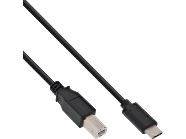 InLine 35765, 5 m, USB C, USB B, USB 2.0, hane/kvinna, svart
