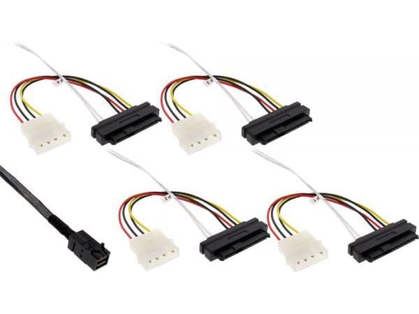 InLine 27632B, 1 m, SFF-8482, 4 x SFF-8482&Power, Hankjønn, Sort