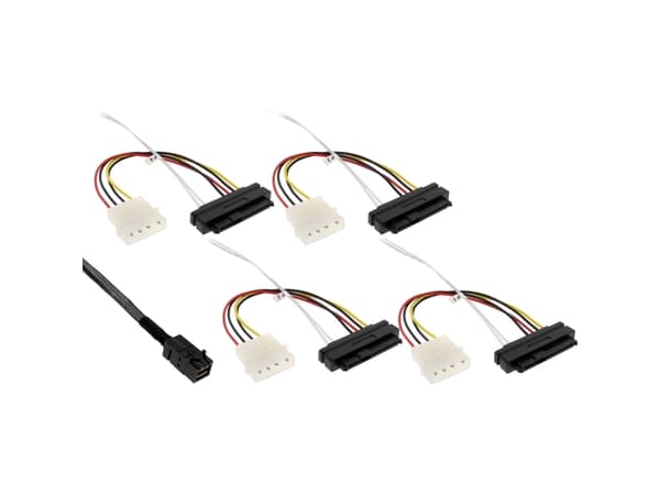 InLine 27632B, 1 m, SFF-8482, 4 x SFF-8482&Power, Hankjønn, Sort