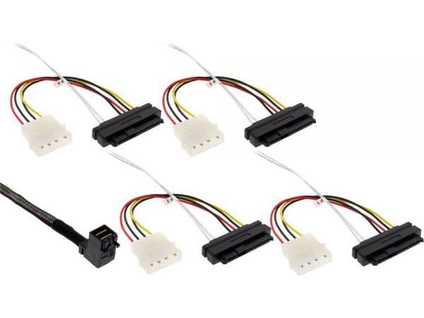 InLine 27633B, 1 m, SFF-8643, 4 x SFF-8482&Power, Hankjønn, Sort