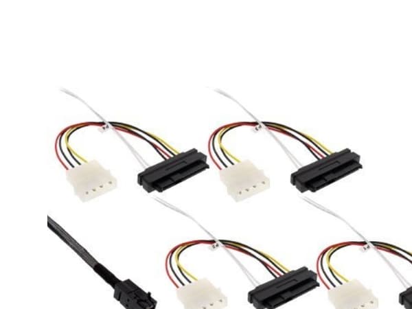 InLine 27633B, 1 m, SFF-8643, 4 x SFF-8482&Power, Hankjønn, Sort