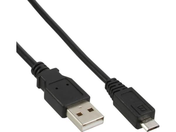 InLine 31703, 0,3 m, USB A, Micro-USB B, USB 2.0, Sort