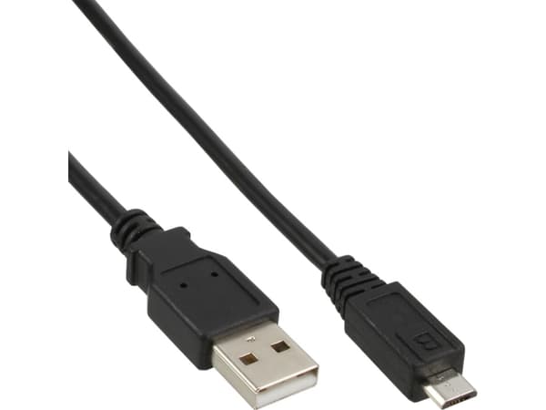 InLine 31703, 0,3 m, USB A, Micro-USB B, USB 2.0, Sort