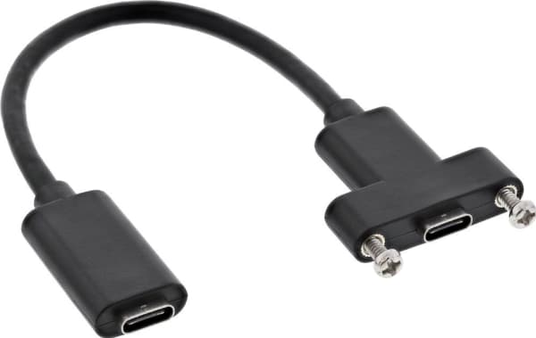 InLine 33441H, 0,2 m, USB C, USB C, USB 3.2 Gen 2 (3.1 Gen 2), Kvinna/Femma, Svart