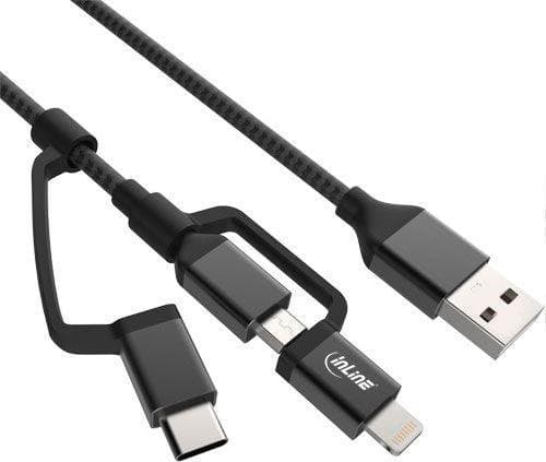 InLine 31415S, 1,5 m, USB A, Micro-USB B, USB 2.0, Hane/Hane, Svart