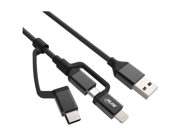 InLine 31415S, 1,5 m, USB A, Micro-USB B, USB 2.0, Hane/Hane, Svart