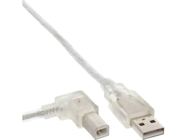 InLine 34516L, 0,3 m, USB A, USB B, USB 2.0, Läpinäkyvä