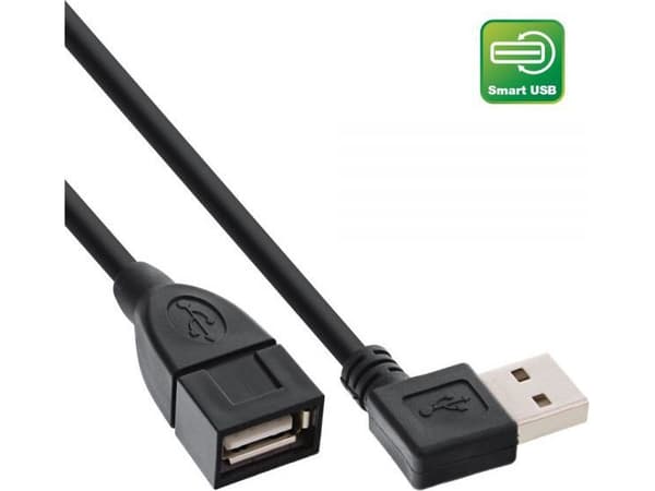 InLine 34602R, 0,2 m, USB A, USB A, USB 2.0, Hane/Hona, Svart