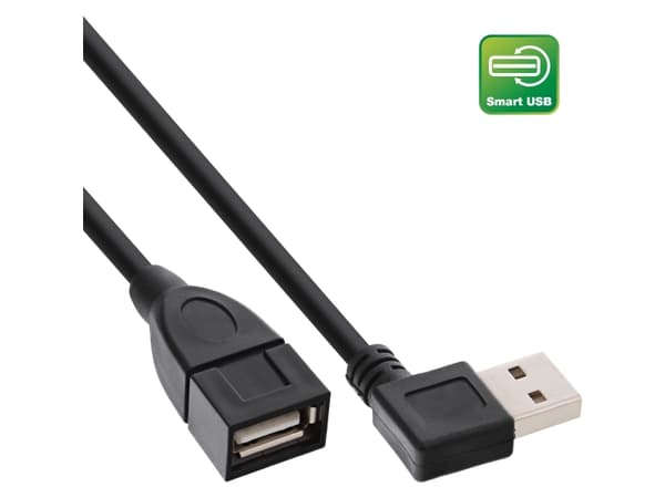 InLine 34602R, 0,2 m, USB A, USB A, USB 2.0, Hane/Hona, Svart