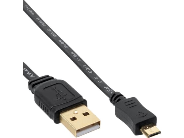 InLine 31703F, 0,3 m, USB A, Micro-USB B, USB 2.0, Sort