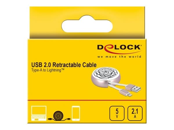 DeLOCK 85817, 0,92 m, USB A, Uros, Uros, Vaaleanpunainen, Valkoinen, Suora
