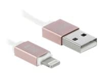 DeLOCK 85817, 0,92 m, USB A, Uros, Uros, Vaaleanpunainen, Valkoinen, Suora