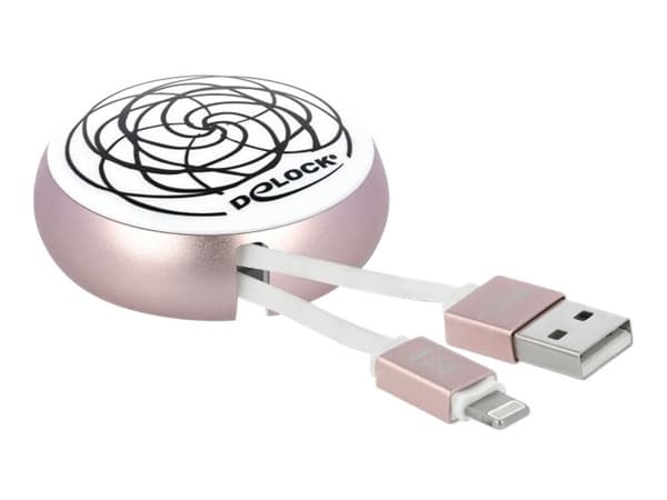 DeLOCK 85817, 0,92 m, USB A, Uros, Uros, Vaaleanpunainen, Valkoinen, Suora