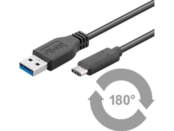 Microconnect USB3.2CA1, 1 m, USB A, USB C, USB 3.2 Gen 2 (3.1 Gen 2), 10 Gbit/s, Svart