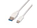 Miniatyrbild 3 av 5: Value 11999011, 1 m, USB A, USB C, USB 3.2 Gen 1 (3.1 Gen 1), Hane/Hane, Vit