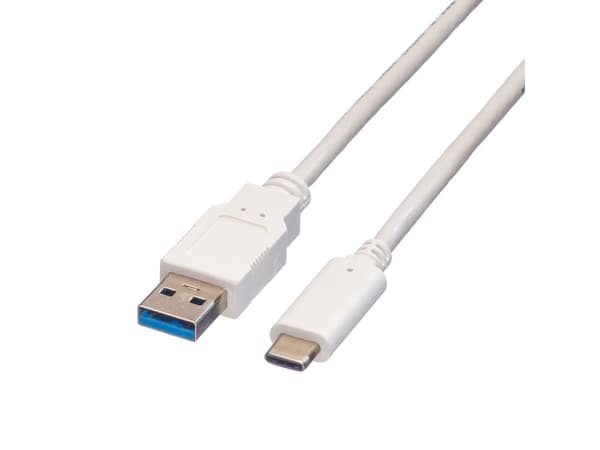 Value 11999011, 1 m, USB A, USB C, USB 3.2 Gen 1 (3.1 Gen 1), Hane/Hane, Vit