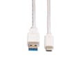 Miniatyrbild 5 av 5: Value 11999011, 1 m, USB A, USB C, USB 3.2 Gen 1 (3.1 Gen 1), Hane/Hane, Vit