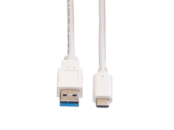 Value 11999011, 1 m, USB A, USB C, USB 3.2 Gen 1 (3.1 Gen 1), Hane/Hane, Vit