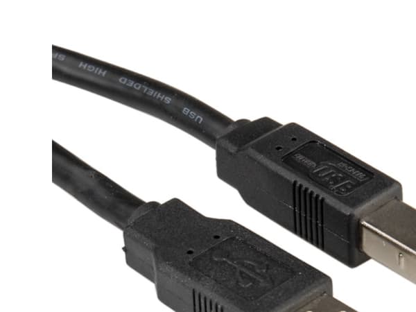 ROLINE 11.02.8808, 0,8 m, USB A, USB B, USB 2.0, Hankjønn/hankjønn, Sort