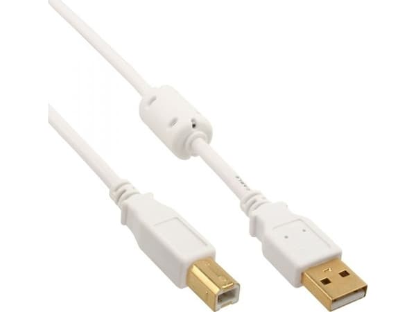 InLine 34555W, 5 m, USB A, USB B, hane/hona, vit
