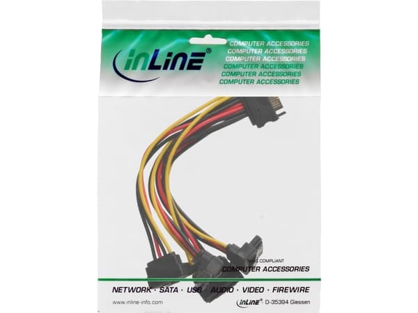 InLine 29683V, 0,15 m, SATA 15-pin, SATA 15-pin, Hankjønn, Hunkjønn, 90°
