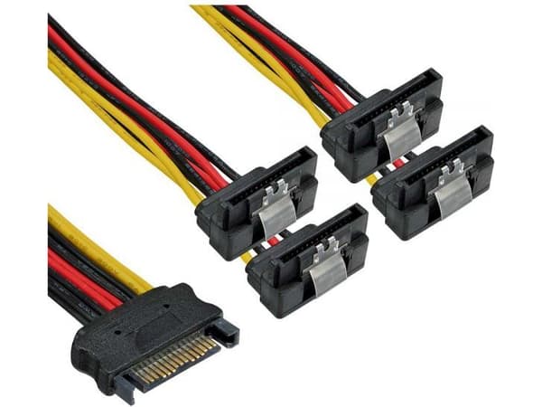 InLine 29683V, 0,15 m, SATA 15-pin, SATA 15-pin, Hankjønn, Hunkjønn, 90°