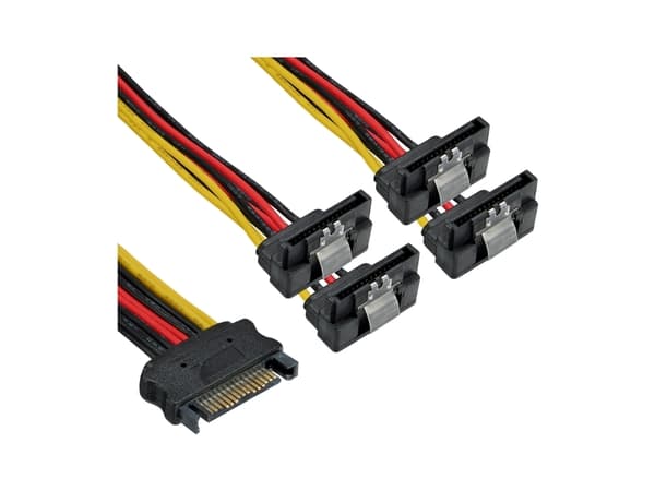 InLine 29683V, 0,15 m, SATA 15-pin, SATA 15-pin, Hankjønn, Hunkjønn, 90°