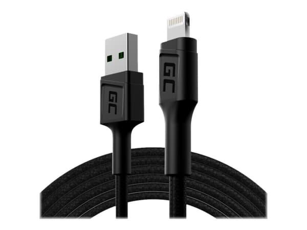Green Cell KABGC12, 2 m, Lightning, USB A, Uros, Uros, Musta
