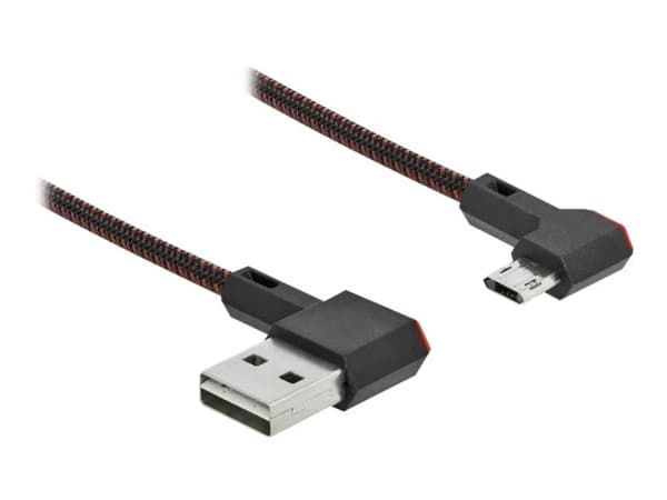 Delock Easy - USB-kabel - USB (hane) vänster-/högervinklad, vändbar till mikro-USB typ B (hane) vänster-/högervinklad, vändbar - USB 2.0 - 20 cm - sv