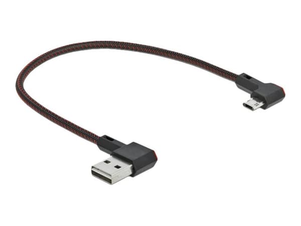 Delock Easy - USB-kabel - USB (hane) vänster-/högervinklad, vändbar till mikro-USB typ B (hane) vänster-/högervinklad, vändbar - USB 2.0 - 20 cm - sv