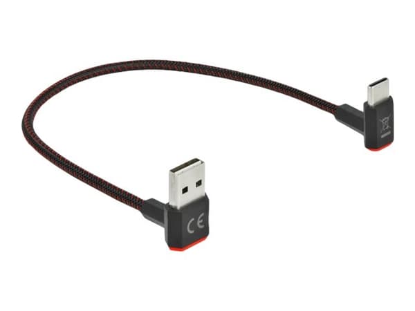 Delock Easy - USB-kabel - USB (hane) up/down angled, reversible till 24 pin USB-C (hane) up/down angled, reversible - 20 cm - svart